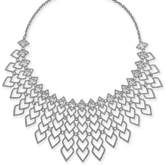 INC International Concepts Jewelry - I.N.C. Silver-Tone Pavé Heart Statement Necklace,